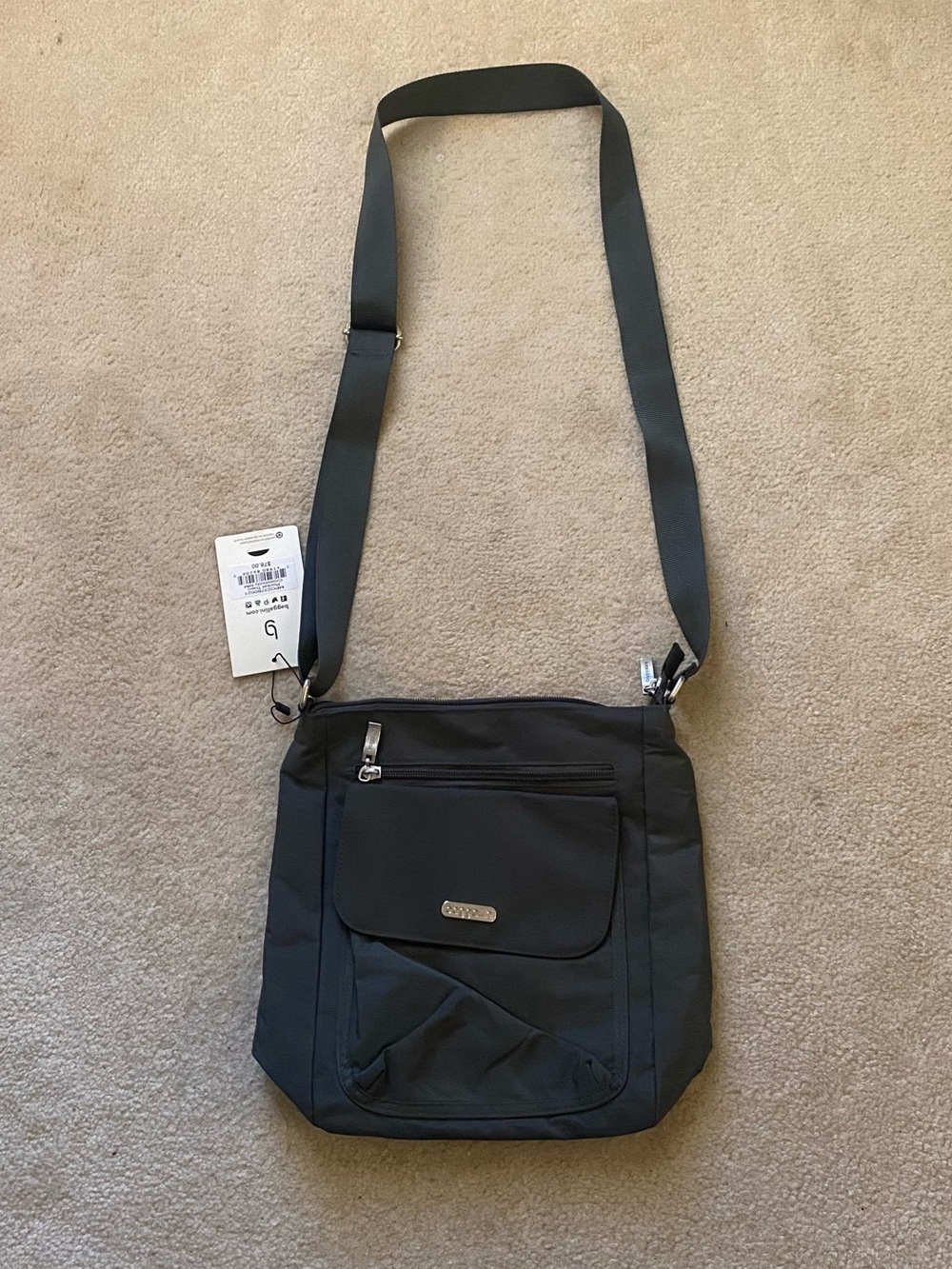 Baggallini Pocket Town Bag Black Crossbody Travel Organizer Lightweight Nylon